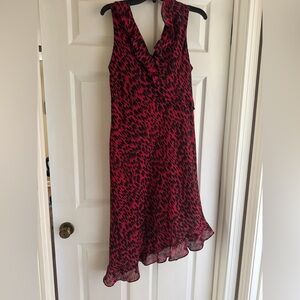 Donna Ricco Red Black Sleeveless Asymmetrical Vintage Dress - Size 12